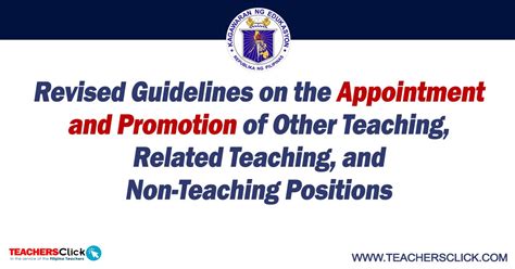 Revised Guidelines on the Appointment and Promotion of Other Teaching.